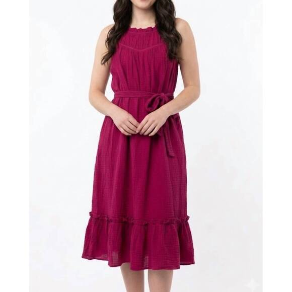 VOY Dresses & Skirts - NEW VOY braid tie gauze dress in wine